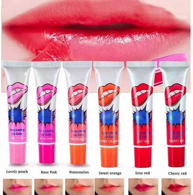 GABBU 6 PCS Waterproof Long Lasting Peel Off Mask Lip Gloss Color(108 g, multicolour)