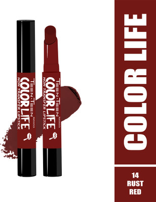 Teen Teen Color Life Nontransfer Lipstick with Primer and Long Lasting, Matte Finish(Rust Red, 2 g)