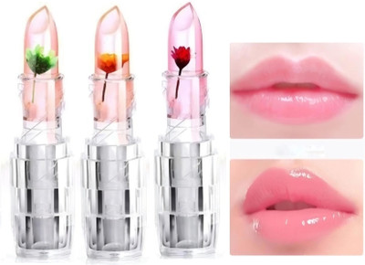 Earthcon Magic Transparent Waterproof Jelly Flower Lipstick Temperature Changing Lipstick(Pink, 30 g)