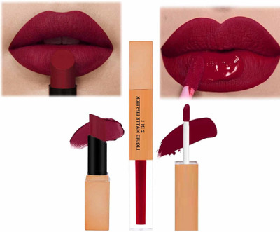 GABBU 2 in 1 Lipstick Full Coverage Comfortable 2 in 1 Lipstick + Liquid Lipstic(ROSE RED, 7 ml)