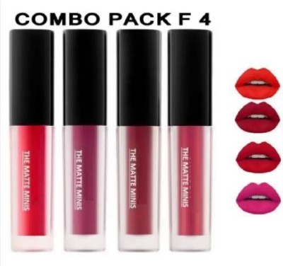 balaan's beauty bazar Red Edition Waterproof & Matte Liquid Lipstick Set of 4 Red Edition, 16 ml)(RED, 4 g)