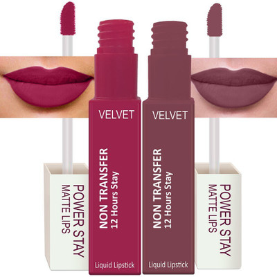 Perpaa Power Stay Liquid Matte Lipstick - Waterproof combo of 2 (Upto12 Hrs Stay)(Pink Prom , Timeless Mauve, 5 ml)