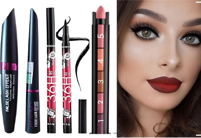 FRIPPE Cryon Matte Minis Lipstick, With 2in1 Eyeliner, Mascara &36h Eyeliner(Red, 16 ml)