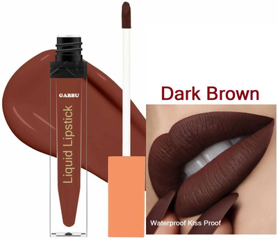 GABBU Liquid Matte Ultra-Comfort Transfer-Proof Lipsticks For Bridal.(DARK BROWN, 6 ml)