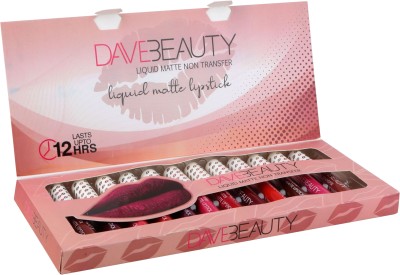 DAVEBEAUTY Liquid Matte Lipstick 9 to 6 Non Transfer - Combo Set of 12, 7.5ml - Multicolor(Multicolor, 90 ml)