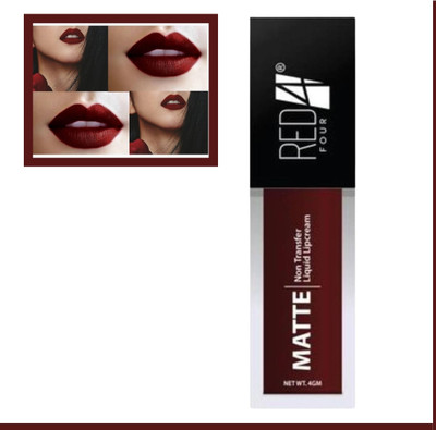 RED4 Non-transfer matte liquid lipstick maroon(Maroon, 4 g)