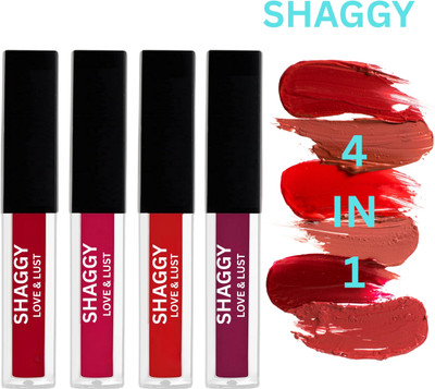 SHAGGY WaterProof Sensational Liquid Matte Red Lipstick Set of 4 (30ml)106(red, 30 ml)