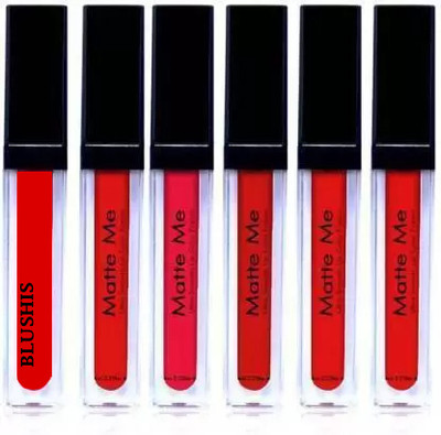 BLUSHIS Waterproof Liquid Matte Lipstick Smudgeproof Combo Of 6 pc(RED, 36 ml)
