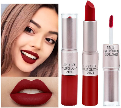 Arcanuy hydrating velvet 2 in 1 Matte Lipstick And Liquid Lip Gloss(red, 10 g)