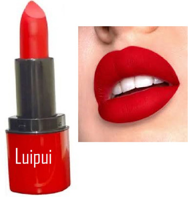 Luipui red lipstick waterproof matte finish lipstick pack of 1(red, 6 g)