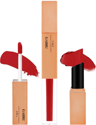 GABBU 2 IN 1 MATTE LIQUID LIPSTICK WITH CRAYON SHADE(red, 7 ml)