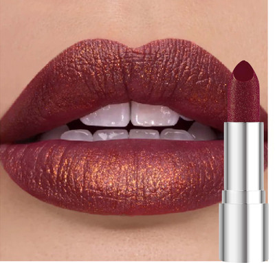MYEONG GOLDEN DUST SHIMMERY SHINY MULTI PURPOSE SHIMMERY GLITTER MAROON SHADE LIPSTICK(Chilly Maroon, 3.8 g)