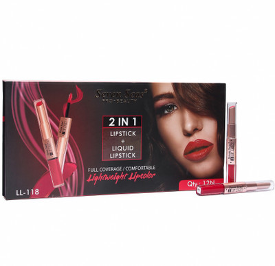 Seven Seas Lip Duo 2 In 1 Lipstick 12 Shades Set Mix Shade(Multicolor, 3 ml)