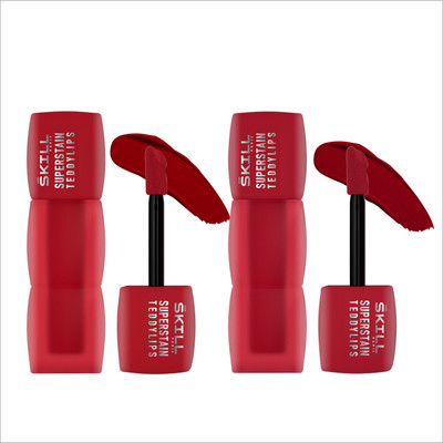 Pro Skill Paris SuperStain TeddyLips Combo–12H Long-Lasting, Smudge & WaterProof Liquid Lipstick(BRIGHT RED & BLOOD RED, 10 ml)