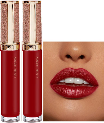 tanvi27 Combo Metallic Liquid Long Lasting Full-Coverage Bright red Lipstick(Bright red, 16 ml)