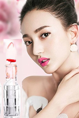 AFARAXIA Use Crystal Flower Jelly Lipstick PH Clear Temperature Color Changing Lip Gloss(Red, 3.6 ml)