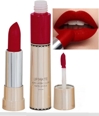 Jiwoo best 2 in 1 Matte liquid Lipstick and Matte crayon lipstick(RED, 16 ml)