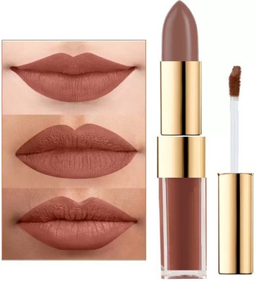 Arcanuy 2 in 1 Matte Lipstick And Liquid Lip Gloss lipstick(brown, 10 g)