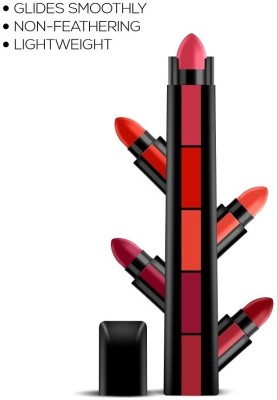 THTC 5 in 1 Long-Lasting High Pigments Matte Ultra Glow Lipstick for women(MULTI COLOR, 10 g)