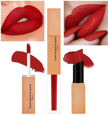 luzimaisa 2 in 1 One-stroke application, Quick Drying Red Lipstick(hot red, 7 ml)