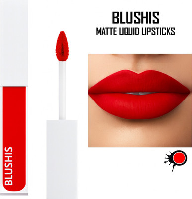 BLUSHIS Waterproof Liquid Matte Lipstick Smudgeproof(Red, 4 ml)
