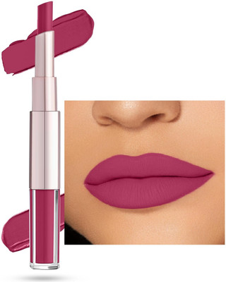 YAWI 2-in-1 Liquid Lipstick with Matte Finish and Moisturizing Gloss(Pink, 10 g)