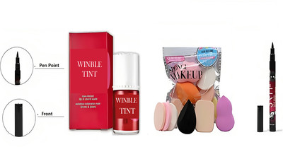 Winble BENE TINT WITH MAKEUP PUFF PACK WITH BLACK EYELINER 36 H(MULTI, 20 ml)