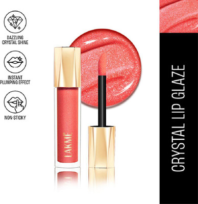 Lakmé Glitterati Lip Glaze 202 Peach Punch 5ml(Peach Punch, 5 ml)