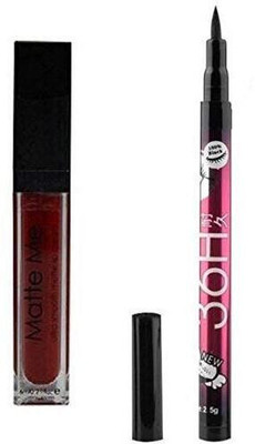 Lenon Matte Liquid Lipstick With 1 Eyeliner 36Hrs Smudge Proff(Maroon Lipstick, Black Eyeliner, 16 ml)