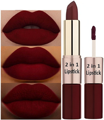 AEPRUY 2 IN 1 LIQUID LIPSTICK MATTE FINISH LONG LASTING EFFECT AND WATERPROOF(DARK MAROON, 8 ml)