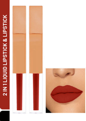 Luipui CREAMY LONG LASTING, FULL COVERAGE LIPSTICK FOR ALL DAY WEAR PACK OF 2(MATTE RED, 14 ml)
