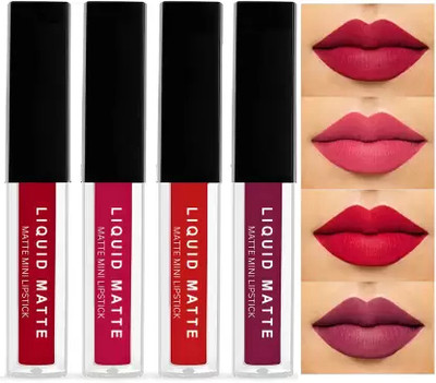 K3NTERPRISES Non Transfer Professionally Longlasting Liquid Lipsticks Set 4 pc(The Red Edition, 16 ml)