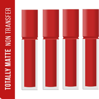 Luipui CREAMY LONG LASTING, FULL COVERAGE LIPSTICK FOR ALL DAY WEAR PACK OF 4(CHERRY ON TOP, 28 ml)