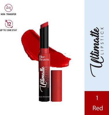 BLUE HEAVEN ULTIMATTE NON TRANSFER LIPSTICK NO.1 RED 2.2G MRP 290 PACK OF 1(RED, 2.2 g)