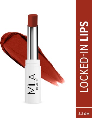 mila beaute Locked In Lips Lipstick Transfer Proof with Velvety Texture Lightweight(Baked Brick, 3.2 g)