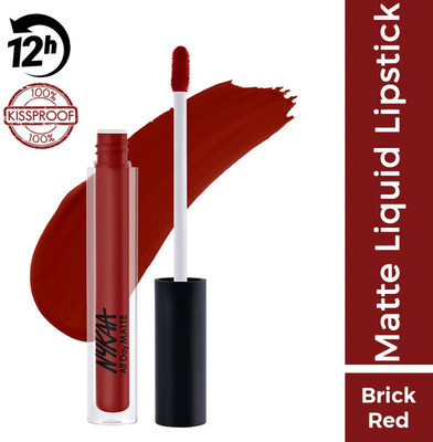NYKAA All Day Matte liquid lipstick Dance Diva 2.1ml(Brick Red, 2.1 ml)