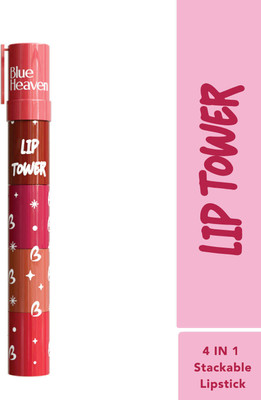 BLUE HEAVEN Get Matte Lip Tower 4-in-1 Stackable Lipstick Set Smooth Matte Finish Color 6 gm(Multicolor, 6 g)