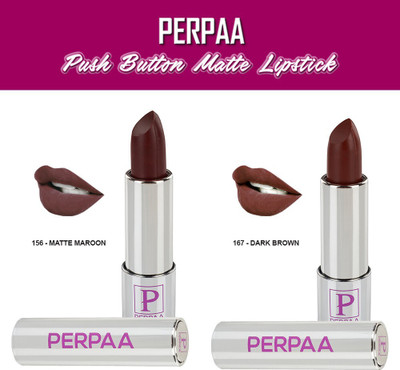 Perpaa Velvet Matte Push Button Long Lasting Highly Pigmented Lipstick Combo ( Pack of 2)(Maroon, Brown, 3.5 g)