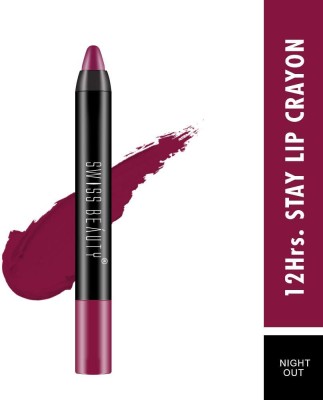 SWISS BEAUTY Non Transfer Matte Crayon Lipstick | Waterproof & Smudgeproof|(NIGHT OUT, 3.5 g)