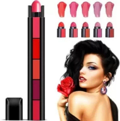 Jiwoo 5 in 1 Lipstick Long Lasting Matte Finish Non Drying Formula lisptick(multicolour, 7.5 g)