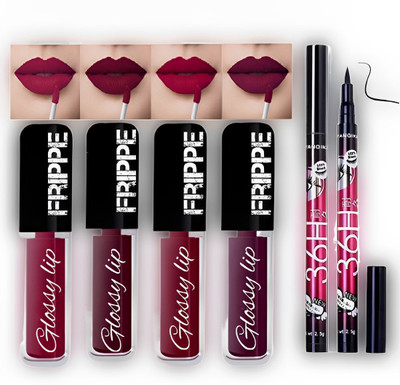 K3NTERPRISES 4 in 1 Matte Liquid Lipstick | Waterproof and Smudge proof(Red, Mharoon, Pink, Brown, 16 ml)