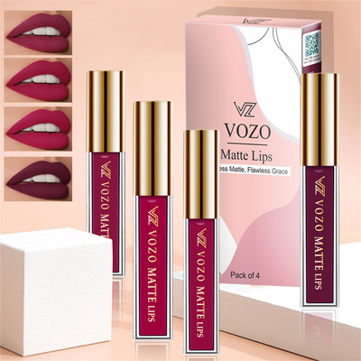 VOZO Vibrant Matte Liquid Lipstick - Long-Lasting & Smudge-Proof Set-4(Multicolor, 16 ml)