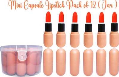 3D-LIPS Mini Matte Capsule Lipstick Pack Of 12 ( Jar )(Red, 12 g)