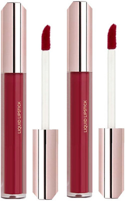 Latixmat Non Transfer Waterproof Longlast Sensational Liquid Matte Lipstick Combo(Dark Red, 6 ml)