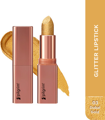 Pilgrim Glitter Lipstick Luxurious 3-D Glitter Formula With Matte Finish(Dubai Gold-03, 4.2 g)
