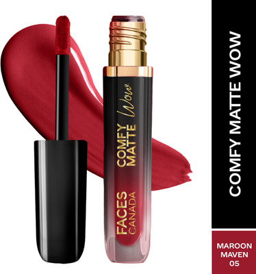 FACES CANADA Comfy Matte Wow Liquid Lipstick | Highly Pigmented | Long Lasting(Maroon Maven 05, 3.8 ml)