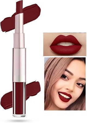 Jiwoo 2 in 1 waterproof matte lipstick for womne(maroon, 12 ml)