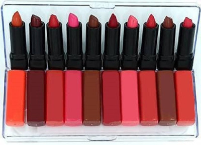 MR. HUDA Mini Matte Pocket Lipstick Combo Travel Friendly & Long Lasting - Set of 10(The Swiss Glossy Matte Pigmented Lipstick Edition, 50 g)