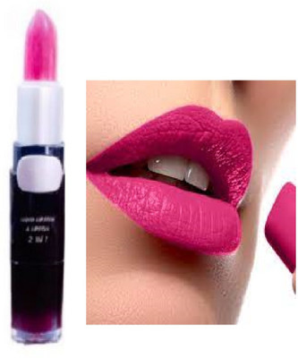 Luipui pink 2 in 1 matte look lipstick waterproof(pink, 6 g)
