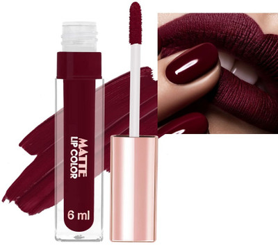 Jiwoo Non Transfer Smudge Proof Longlasting Liquid Matte Lipstick(maroon, 6 ml)